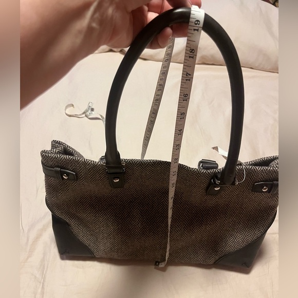 Tumi wool & leather spacious brown bag with a lot of compartments & pockets NWT - Picture 14 of 16